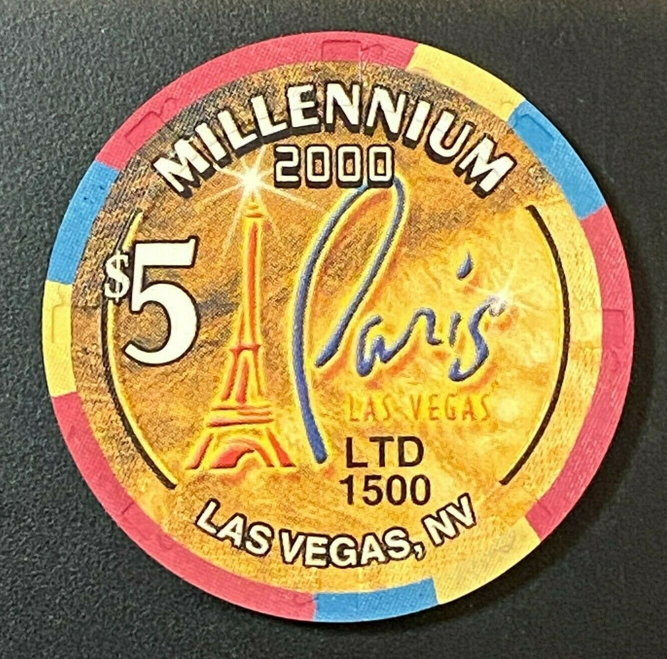 Paris Casino $5 Casino Chip "millennium 2000" Limited Edition, Las Vegas, Nv