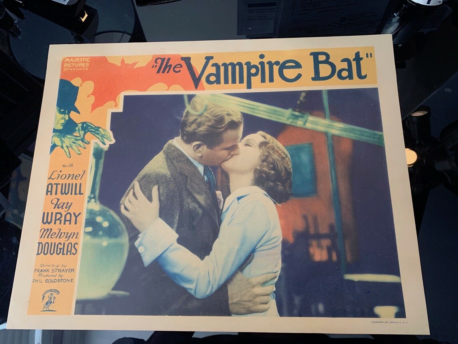 "the Vampire Bat" Fay Wray Melvyn Douglass Lionel Atwill  Orig 1933 Lobby Card