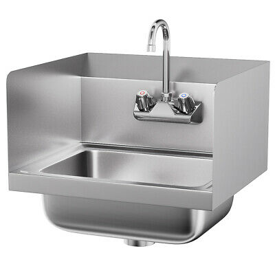 Ironmax Stainless Steel Hand Washing Sink Nsf Commercial W/ Faucet Side Splashes