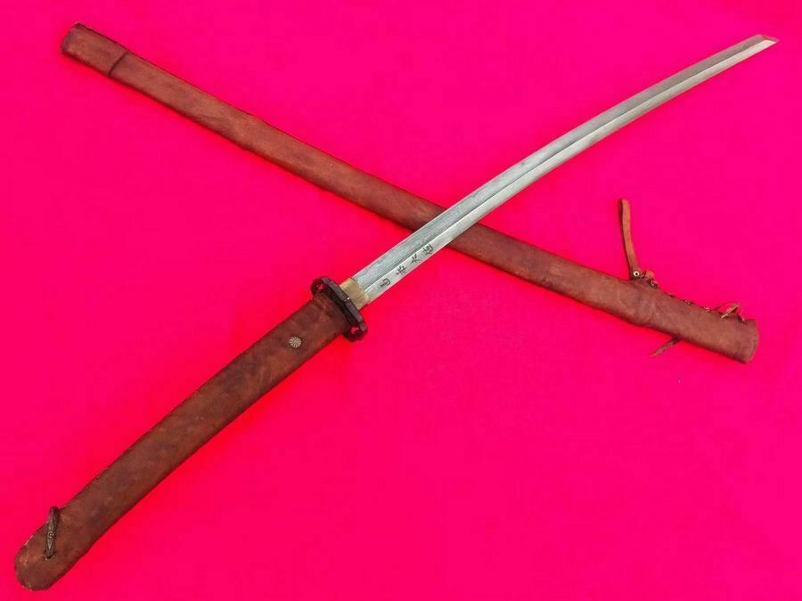 Vintage Japanese Sword Samurai Katana Full Tang Full Leather With Blade Signatur
