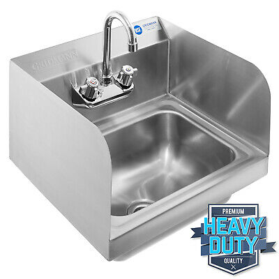 Commercial Kitchen Stainless Steel Wall Mount Hand Sink With Side Splashes