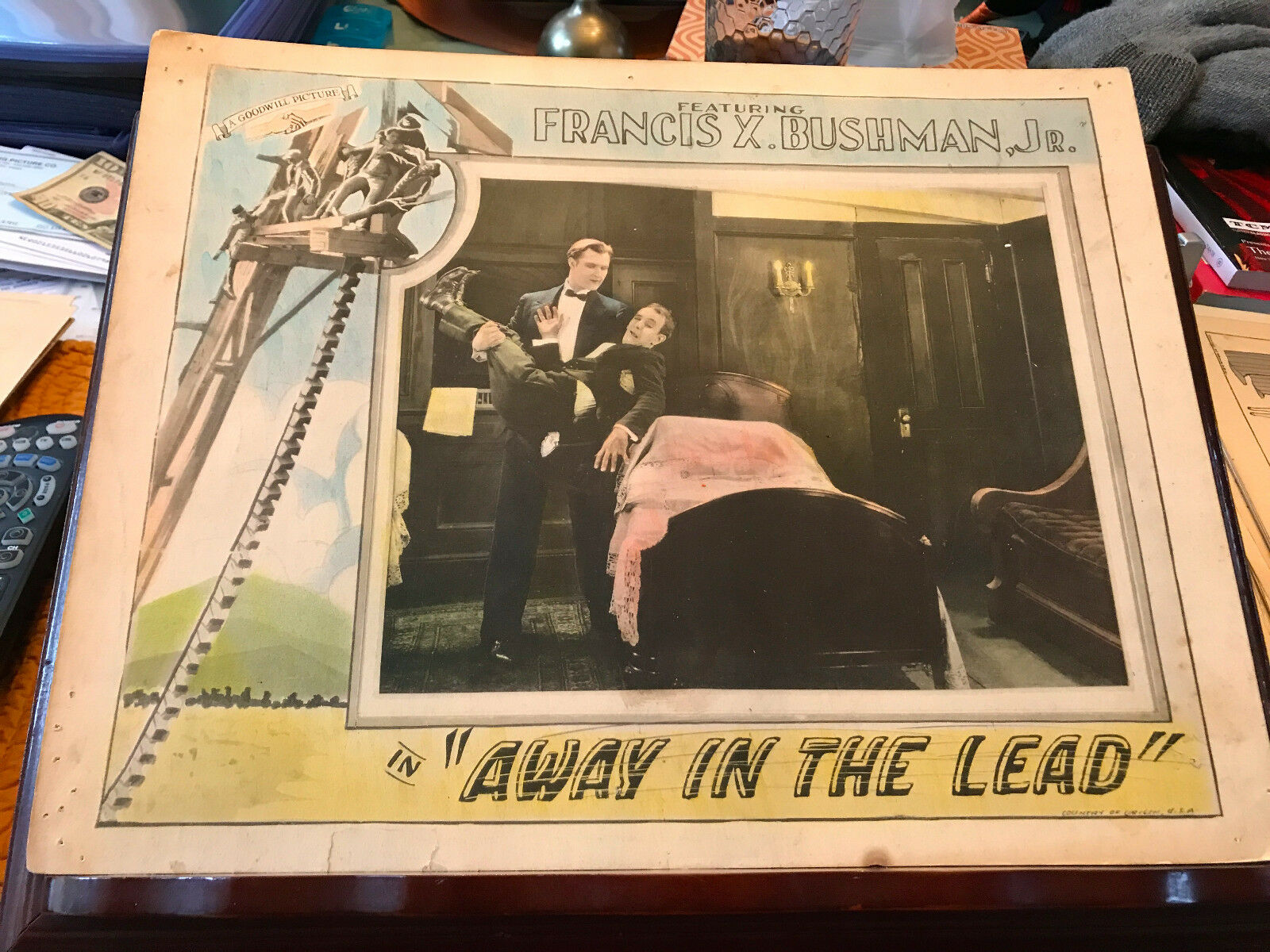 Away In The Lead 1925 Goodwill Silent Lobby Card Francis X. Bushman Milburn Mora