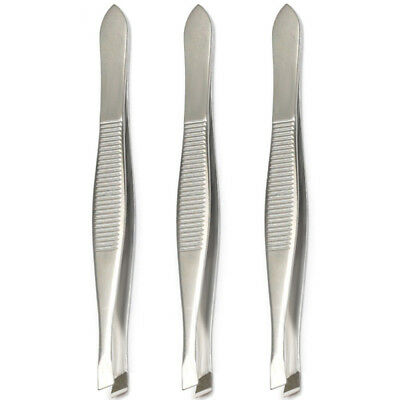 Luxxii (3 Pack) Slant Tweezers - Precision Stainless Steel Slant Tip Tweezers