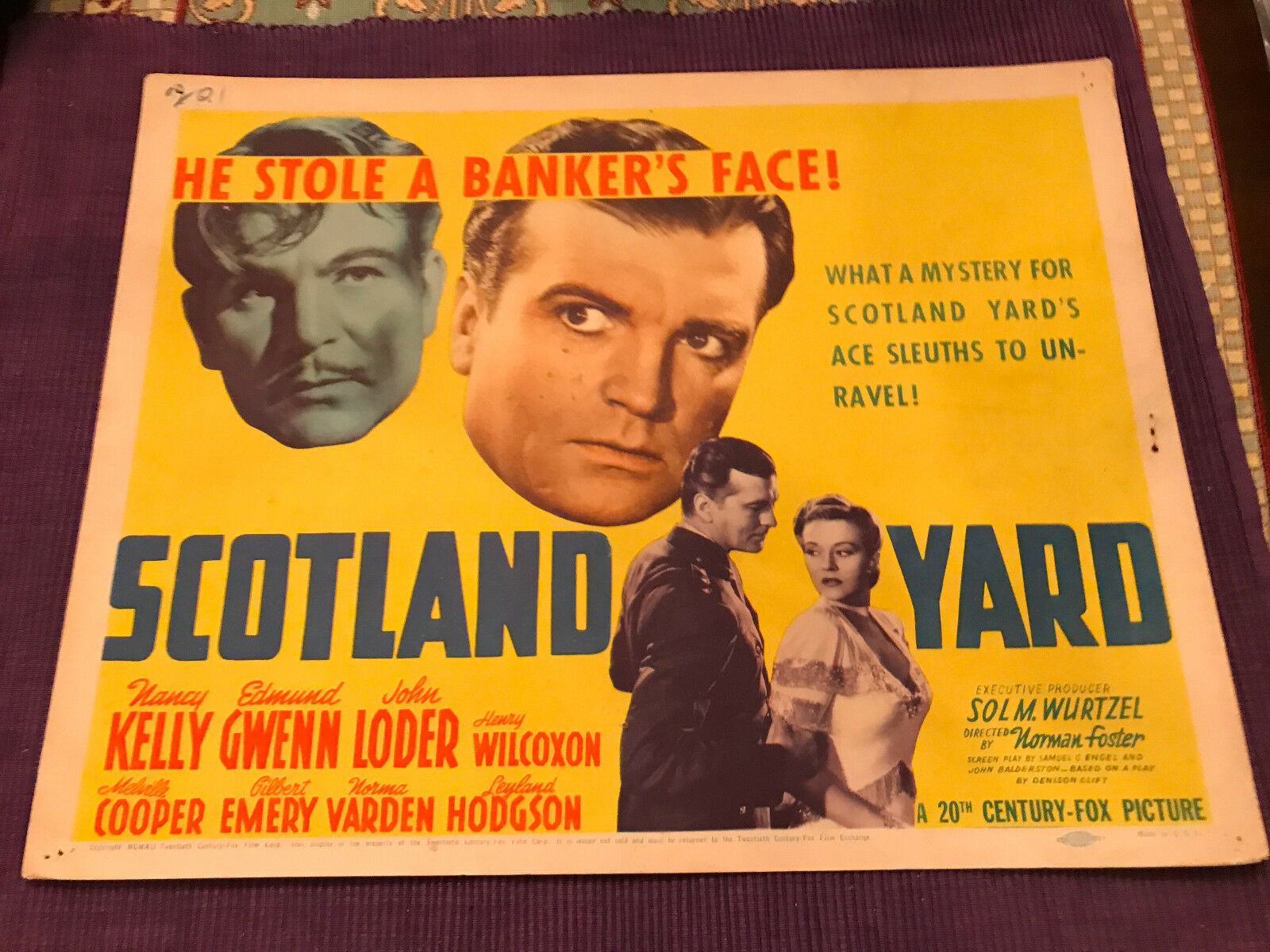 Scotland Yard 1936 20th Century Fox Title Lobby Card John Loder Nancy Kelly